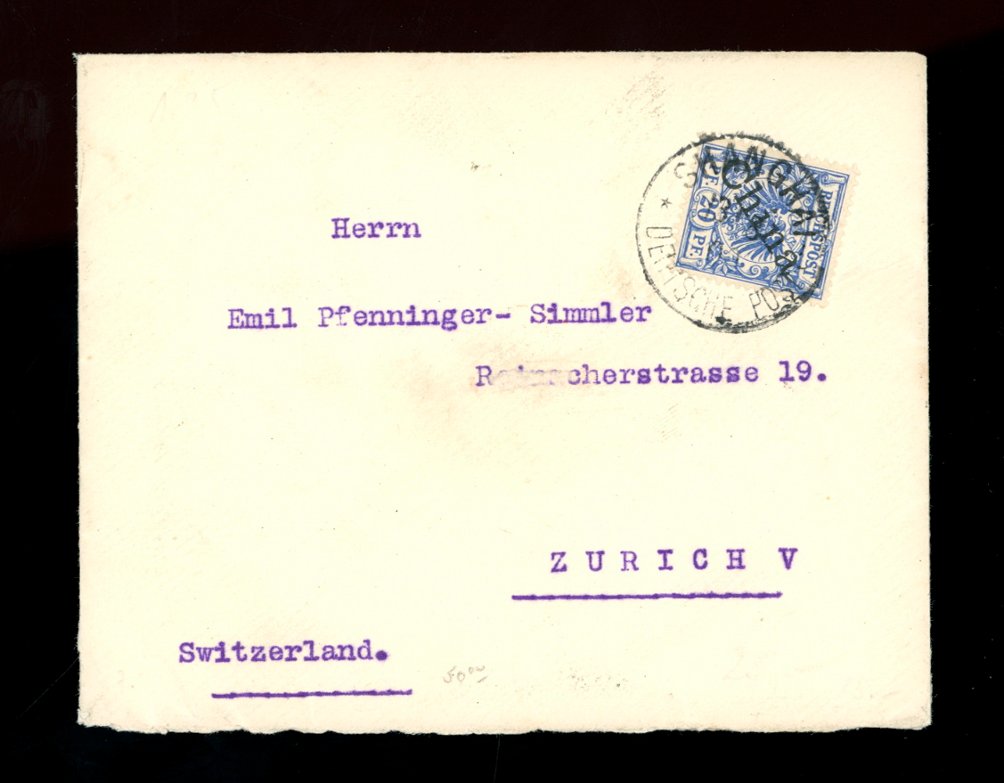 German Offices - 1900 cover from Shanghai to Switzerland (2 images)