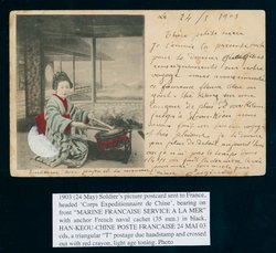 1903 Soldier's picture postcard sent to France (2 images)