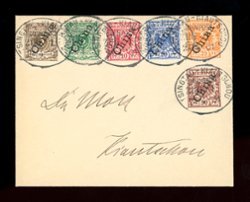 German Offices - 1901 cover from Tsingtau by train to Kiautschou (2 images)