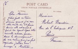 1912 Postcard of March 14 to Paris with SG HK 102