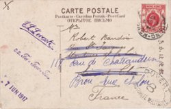 1917 Postcard dated 8/6 from Hong Kong for France, censored by military authority. Tea ceremony