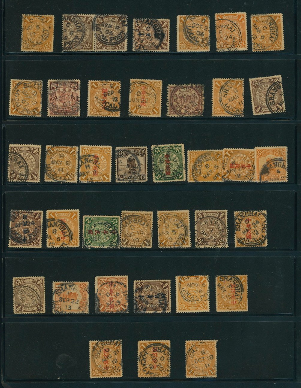 Shanghai Local Post, advanced collection on a page