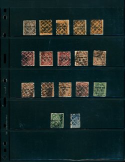 J1-6 and J9, some in multiples, on page with special obliterator cancels