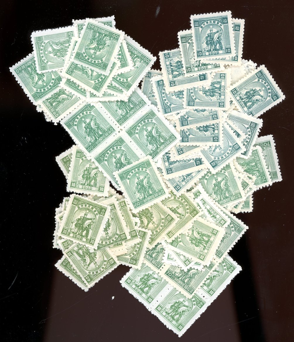 6L37, 40, 40a, 44, 45; 120+ stamps with between 15 and 38 copies of each, NH and H