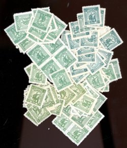 6L37, 40, 40a, 44, 45; 120+ stamps with between 15 and 38 copies of each, NH and H