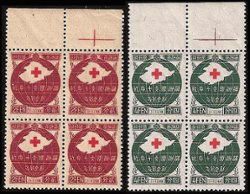 Manchukuo - 128-129 - 1938 Founding of the Red Cross Society Set in Blocks of 4