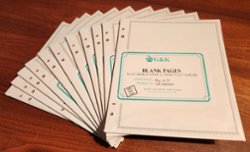 New Packages of 25 blank Minkus Album Pages GK-MKR05 (new G & K number ZGM-BLAR2P1); the winning bidder can buy up to 25 packages at the winning bid price (2 images)