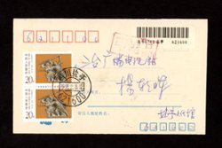 1993 Feb. 3 Sichuan Yan Ting cover with Postal Surcharge Label (2 images)