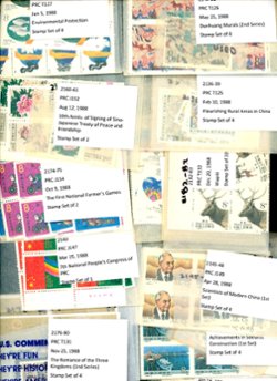 A dealers stock of 1988 in multiples of four or more in well labeled glassines. See the second image for a detailed list of what is included. (2 images)