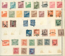 100+ assorted PRC stamps on album pages or as loose stamps. Duplication. Some non-PRC included, but not counted.
