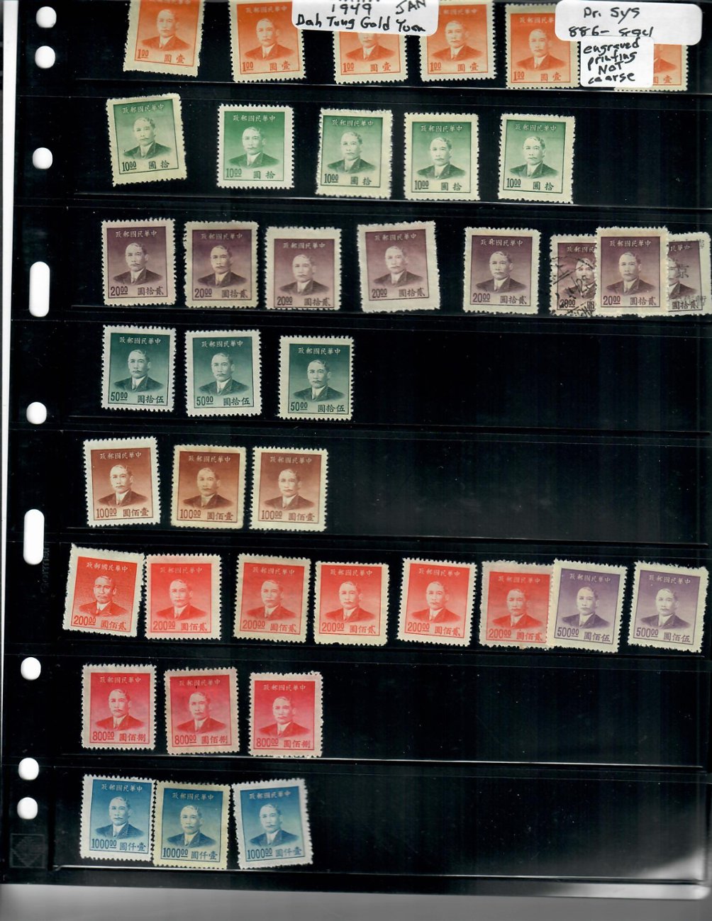 Dealers Lot of Gold Yuan on Vario pages (6 images)