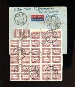 Cover - 1948 Feb. 26 Canada "refused" air letter sheet to Shanghai with $97,000 in postage due stamps on front and reverse applied March 5 (2 images)