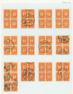 J59//66 variety of the Low Types in used blocks of four, see CSS PD79-84 complete (some duplication)