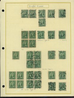 297-304 and 297a-304a varieties (see CSS 370-77 and 380-392) specialized collection on six pages of the 2c to $1 (6 images)