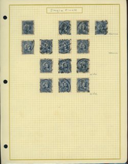 297-304 and 297a-304a varieties (see CSS 370-77 and 380-392) specialized collection on six pages of the 2c to $1 (6 images)