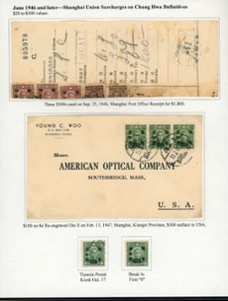 1034 (CSS number) on a Post Office bulk mail receipt, 1031 (x3) on a cover to the USA, 1038 with a postal kiosk cancel and with a broken first "0"