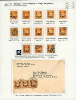 672 and 672a (CSS 1043 and 1043A) design size and a perforation study on unwatermarked paper and a Canton to USA cover. (There is a typo on 1043A in the CSS Catalog. It should read 639c instead of 536d)
