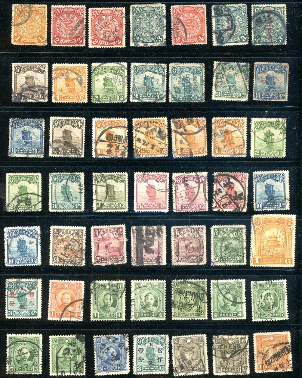 Scott 111//313, 49 used stamps, light duplication