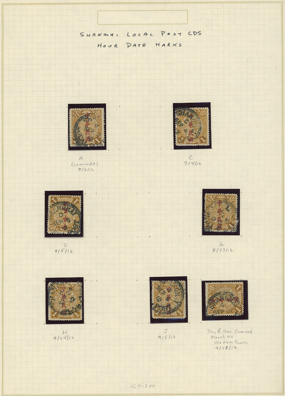 Shanghai Local Post in specialized collection of ten on two pages
