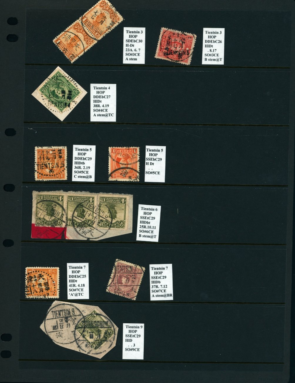 Cancellation Collection - Tientsin SO #1 to SO #14 on five pages