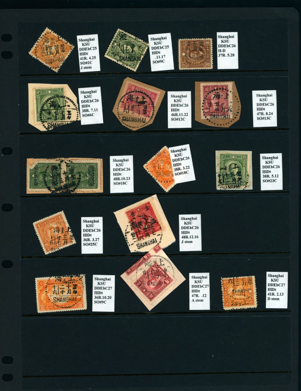 Cancellation Collection - Shanghai on five pages