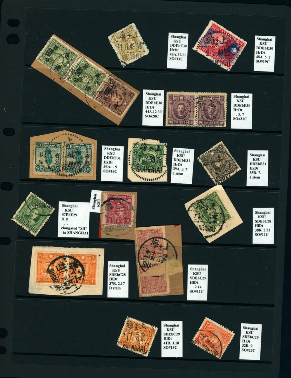 Cancellation Collection - Shanghai on five pages