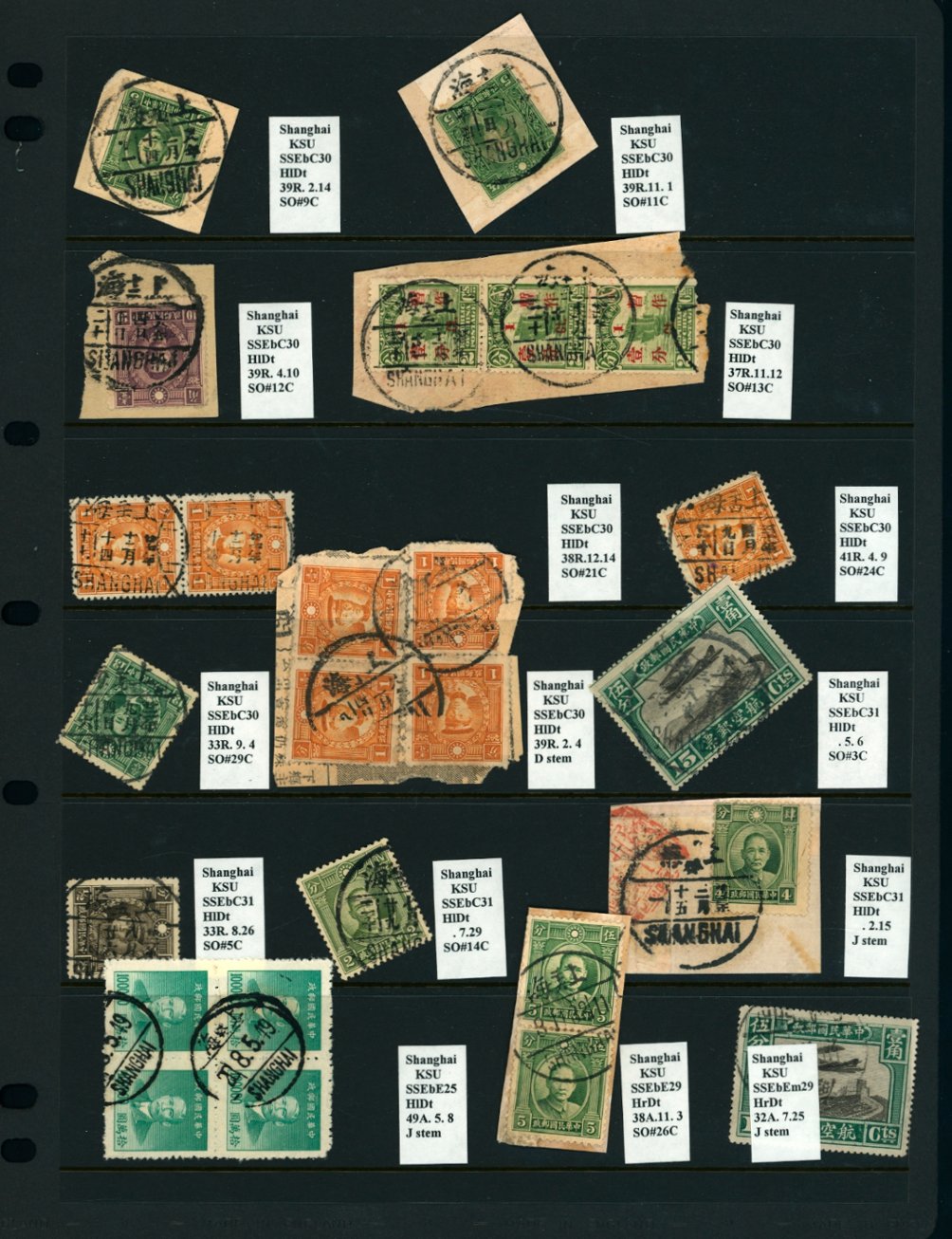 Cancellation Collection - Shanghai on three pages