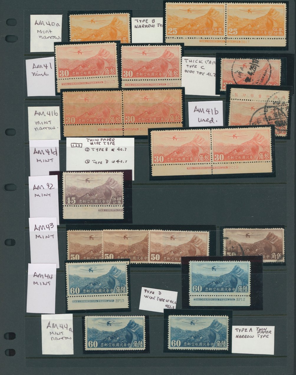 Airmail Collection on five pages (6 images, including a detailed list)