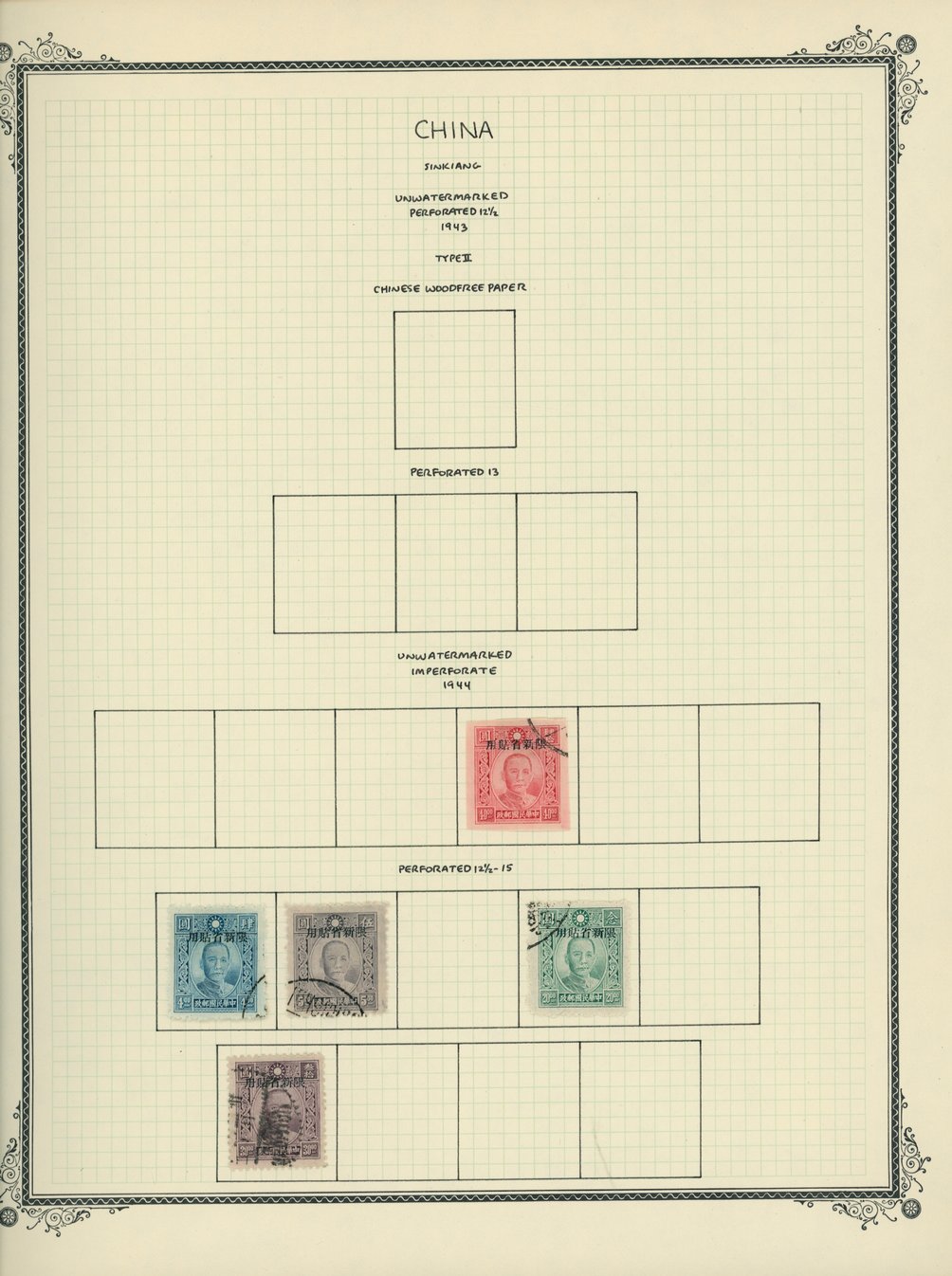 Sinkiang on 4 pages (4 images) (most cancels are very questionable)