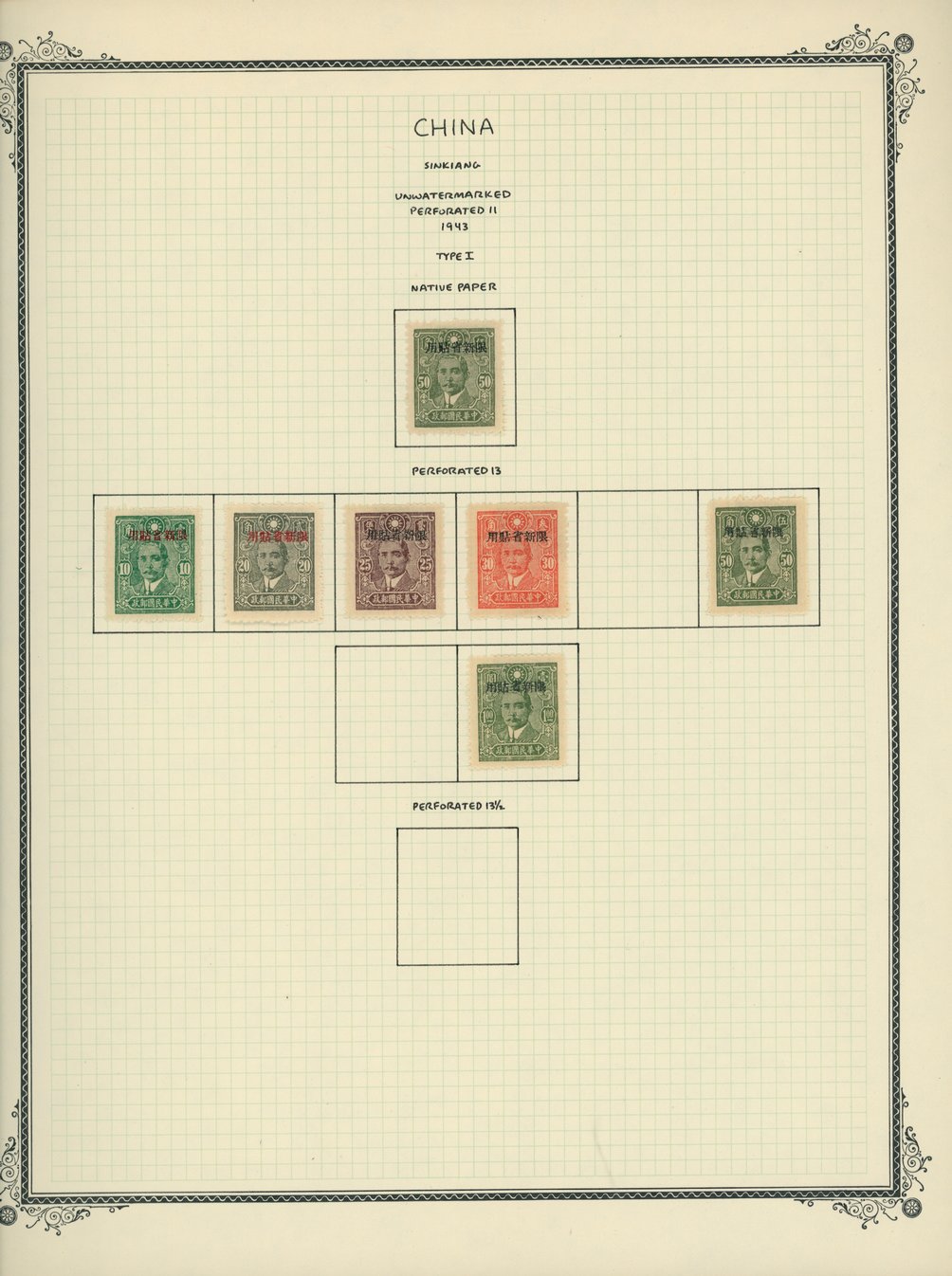 Sinkiang on 6 pages (6 images) (some cancels are questionable)
