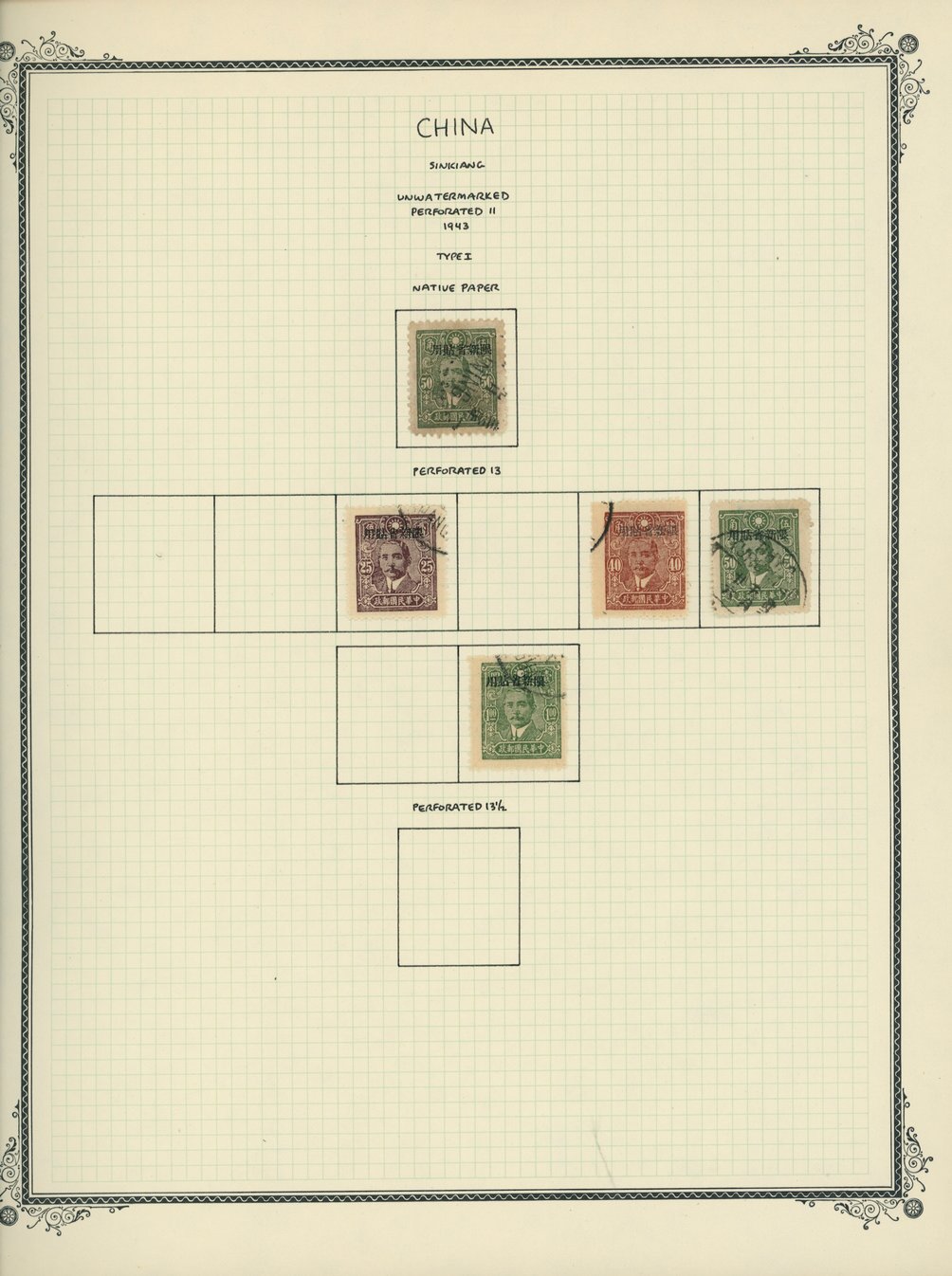 Sinkiang on 6 pages (6 images) (some cancels are questionable)