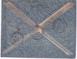 1939 Registered cover by air from Shanghai to Chemniz (Germany) (8/8) via Hong Kong 31/7 SG 402x2 496 by Imperial Airways and crossed out Empress of Canada logo, creases (2 images) (The image clips off part of the cover and sometimes part of a stamp, but the cover is completely intact.)