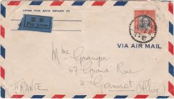 1947 Cover by air from Shanghai to Gannat (France) SG 950, folded at center