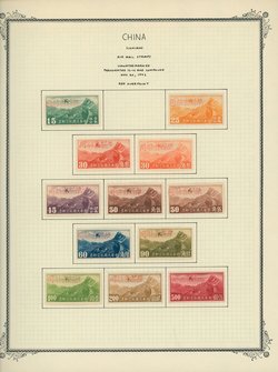Sinkiang Airmails with red overprint on 2 pages (2 images)