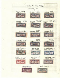 PRC Commodity stamps, most with specimen overprints and identified (5 images)
