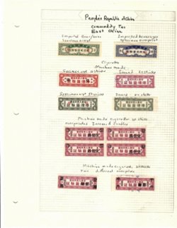 East China Commodity stamps, most with specimen overprints and identified (4 images)