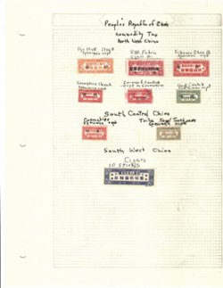 Northeast, Northwest, South Central and Southwest Commodity stamps, most with specimen overprints and identified (2 images)