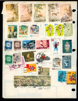 460+ Taiwan (and some other stamps not counted) mostly used, on album and other types of pages, much duplication, condition varies (6 images)