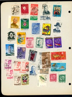 460+ Taiwan (and some other stamps not counted) mostly used, on album and other types of pages, much duplication, condition varies (6 images)