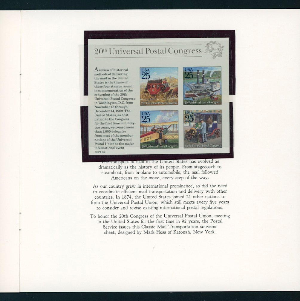 U.S. 1989 Stamp World Expo folder (autographed) with stamps, souvenir sheets and covers (6 images)