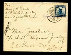 Military - 1925 Aug. 7 Tientsin to USA with purple "China Expedition" chop over stamp, torn open at front