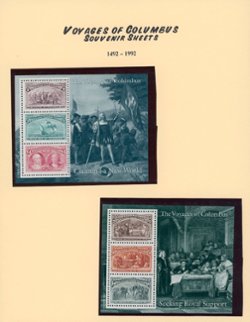 U.S. Voyages of Columbus set of six (6) souvenir sheets (3 images) for less than face