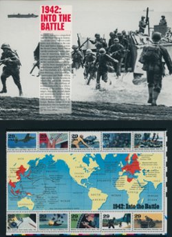 U.S. World War II Remembered folder with five (5) souvenir sheets (6 images)