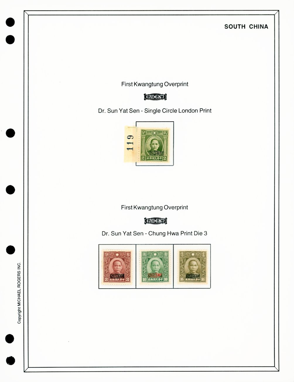 Kwangtung unused collection on six pages, CSS catalog is over $500 (6 images)