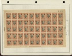 CSS NC 137 Ma NC 844 Chan JN 608a (unlisted in Scott) $1 North China Full Value New Peking with imperfect lines on yellowish paper without gum in sheet of 50, light vertical fold down center