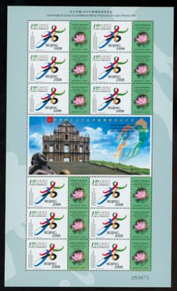 1067 in miniature sheet of two blocks of six