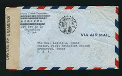 1943 Sept. 7 Chungking $22 airmail OVER THE HUMP to USA, wrinkles (2 images)