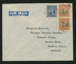 1940 Shanghai $2.25 airmail to England via Hong Kong Feb. 19