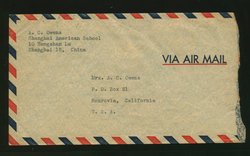 1948 Dec. 3, Shanghai $7 Gold Yuan airmail to USA, opened at side (2 images)