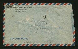 1949 March 30, Shanghai $3,100 Gold Yuan airmail to USA, 11 day rate, rough opening at side (2 images)
